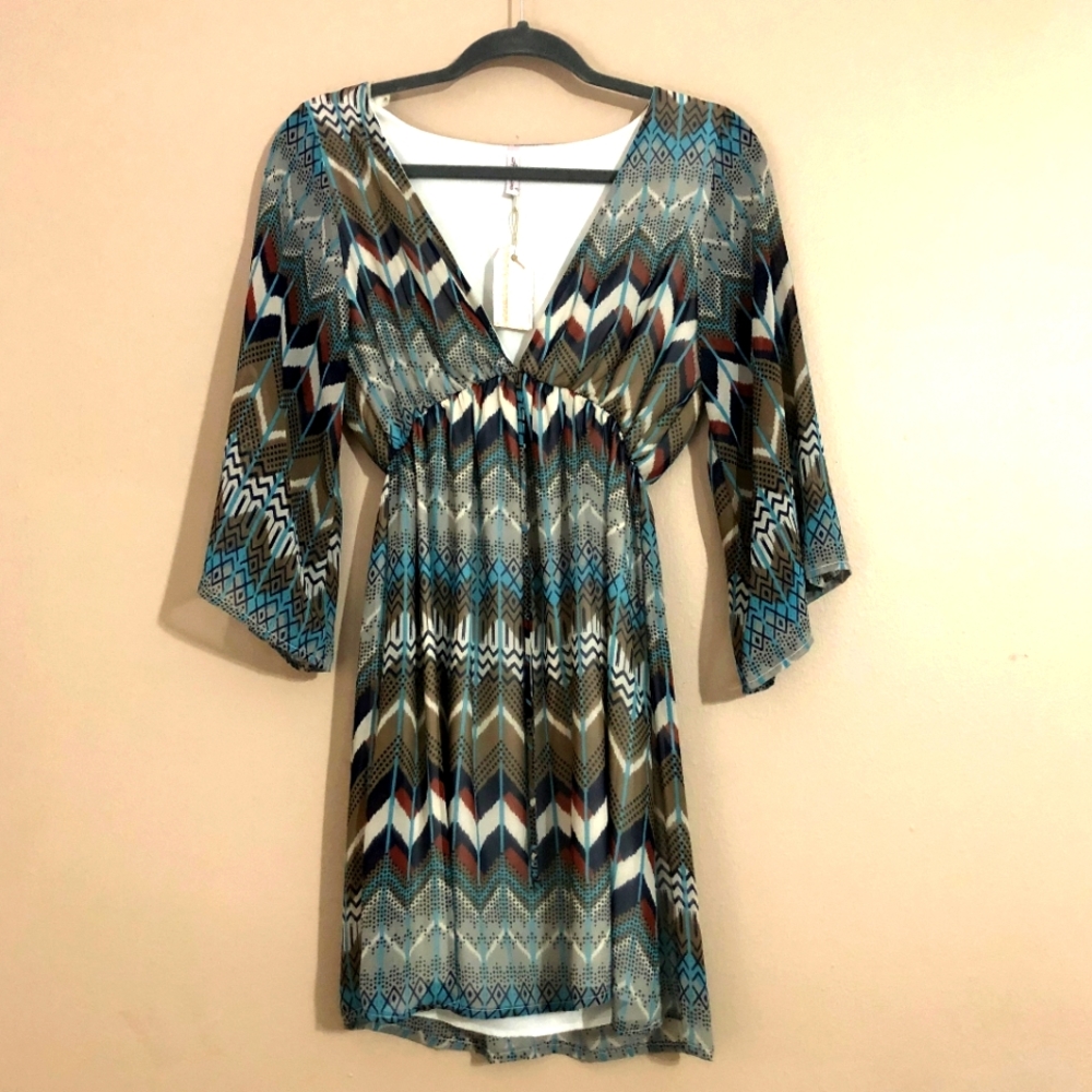 VNeck Bohemian Mini Dress